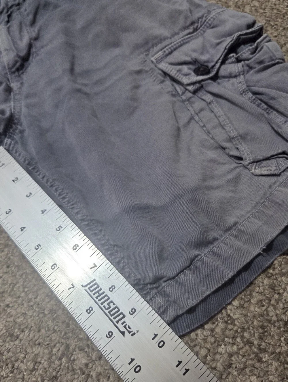 Y2K American Eagle Men's Classic Cargo Shorts Gray/Blue Size 34